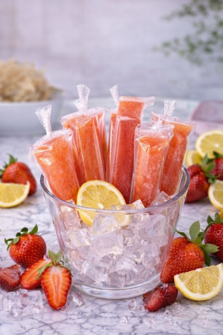 Strawberry Lemon Sea Moss Popsicles